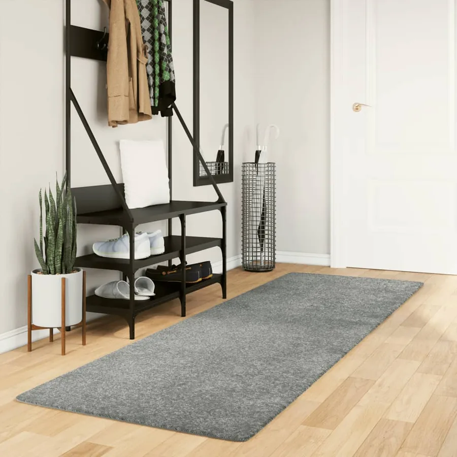 Tapis shaggy PAMPLONA poils longs moderne vert 80x250 cm