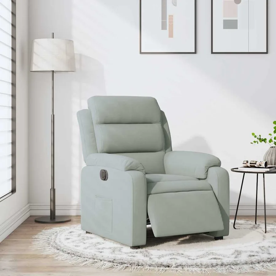 Fauteuil inclinable électrique gris clair velours - 15