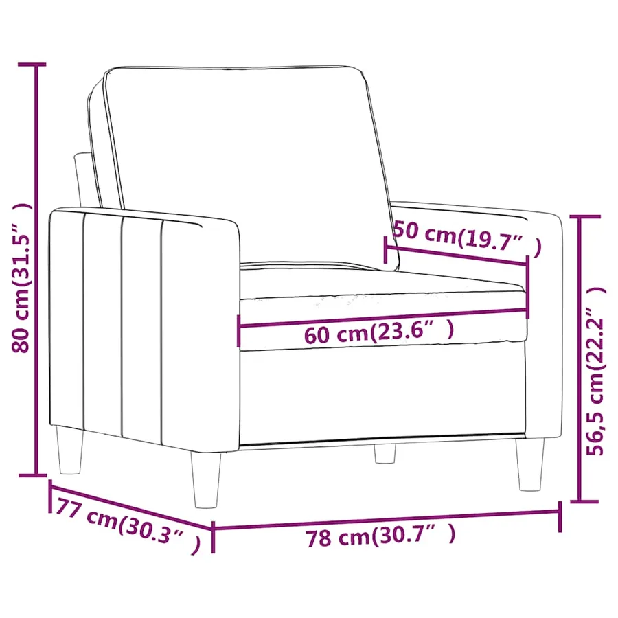 Fauteuil Crème 60 cm Velours - 8