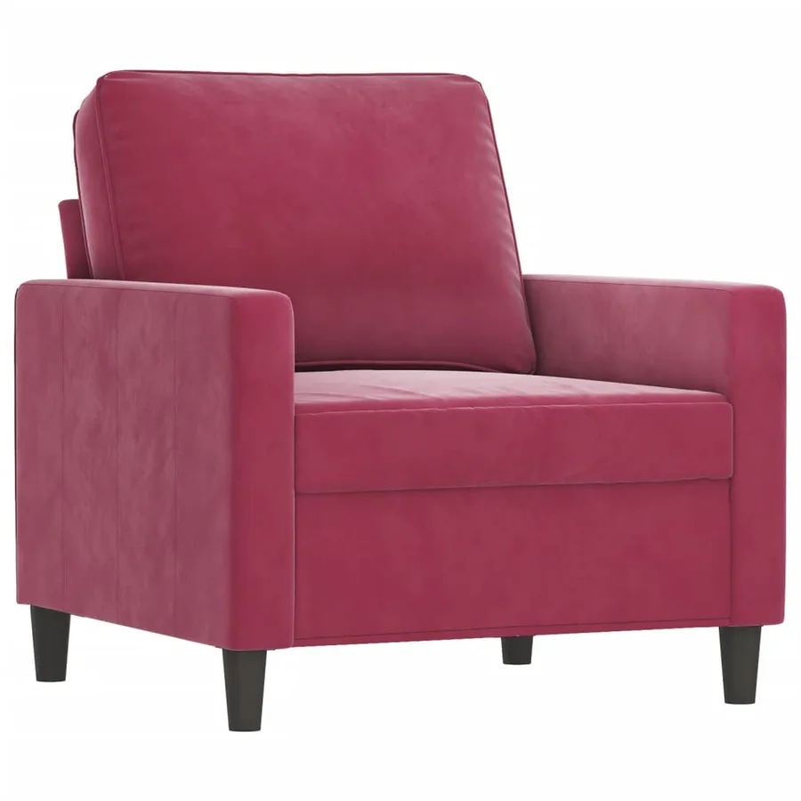 Ensemble de canapés 3 pcs avec coussins Rouge bordeaux Velours - 3