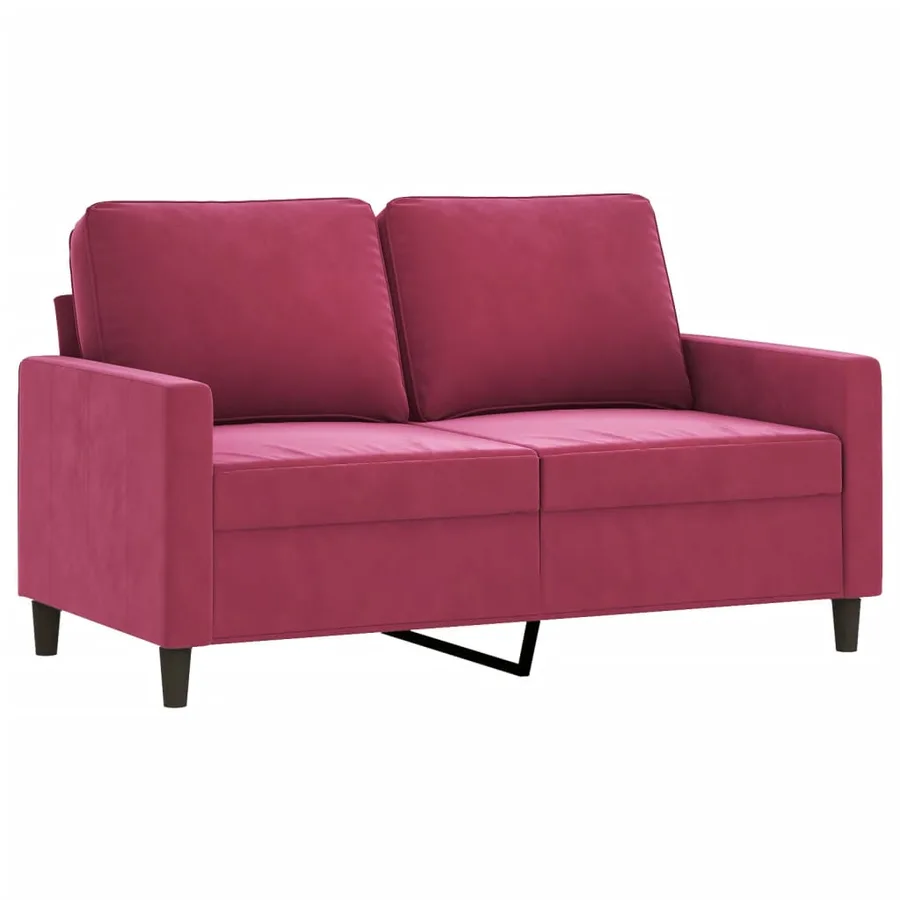 Ensemble de canapés 3 pcs avec coussins Rouge bordeaux Velours - 4