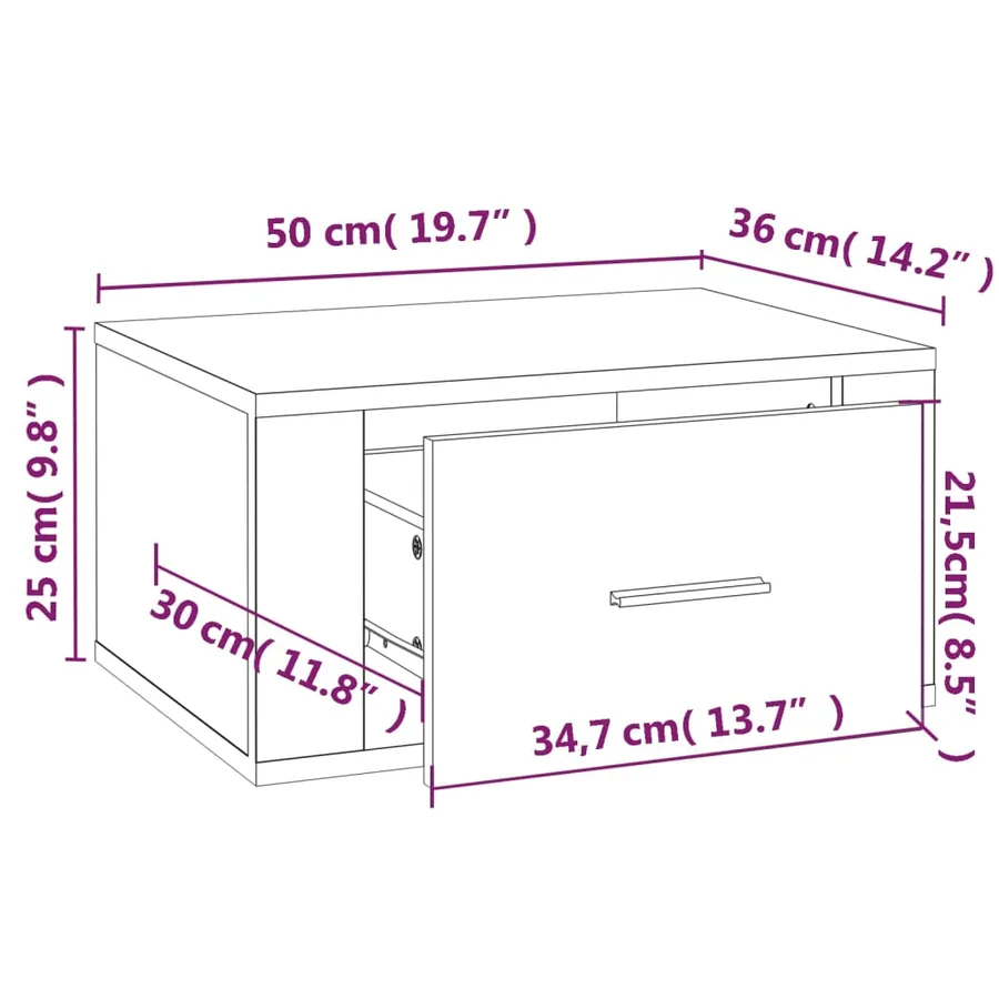 Tables de chevet murales 2 pcs Blanc 50x36x25 cm - 11