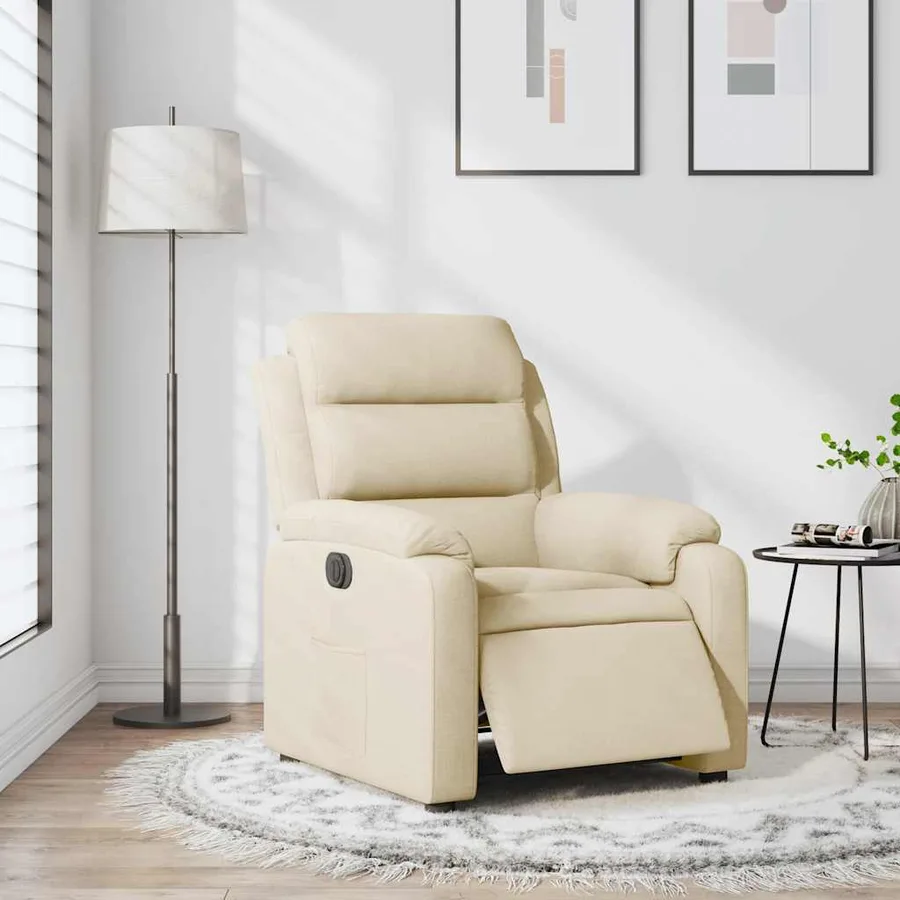 Fauteuil inclinable électrique Crème Tissu - 16