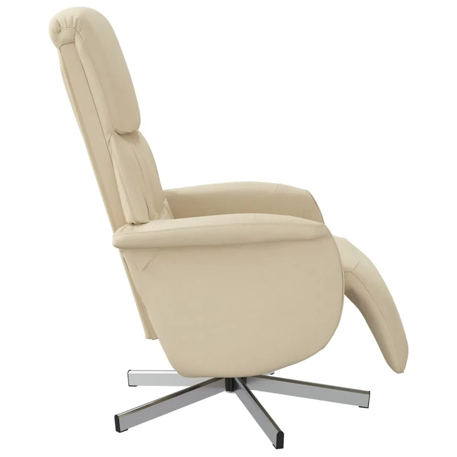 Fauteuil inclinable avec repose-pied crème tissu - 4