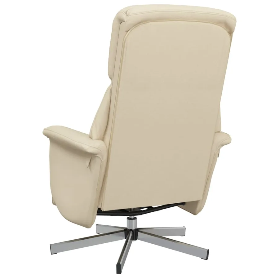 Fauteuil inclinable avec repose-pied crème tissu - 5