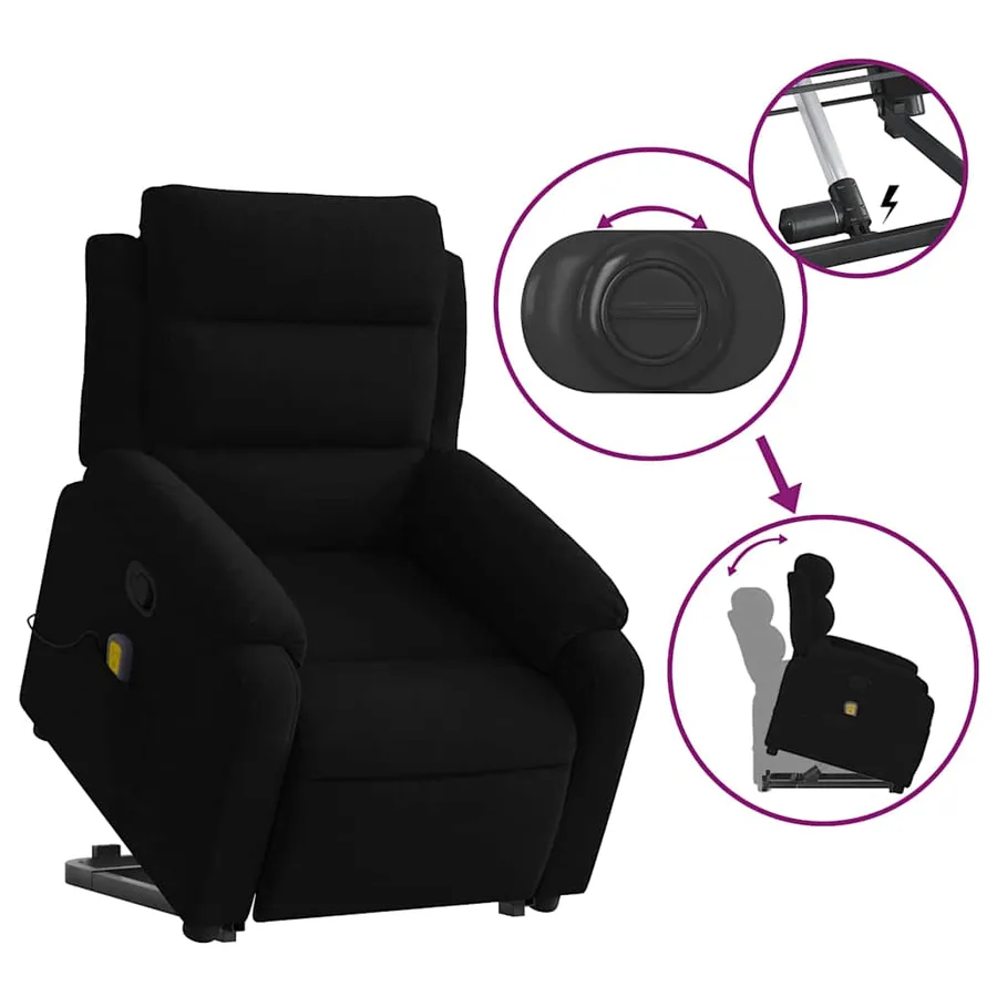 Fauteuil de massage inclinable Noir Velours - 6