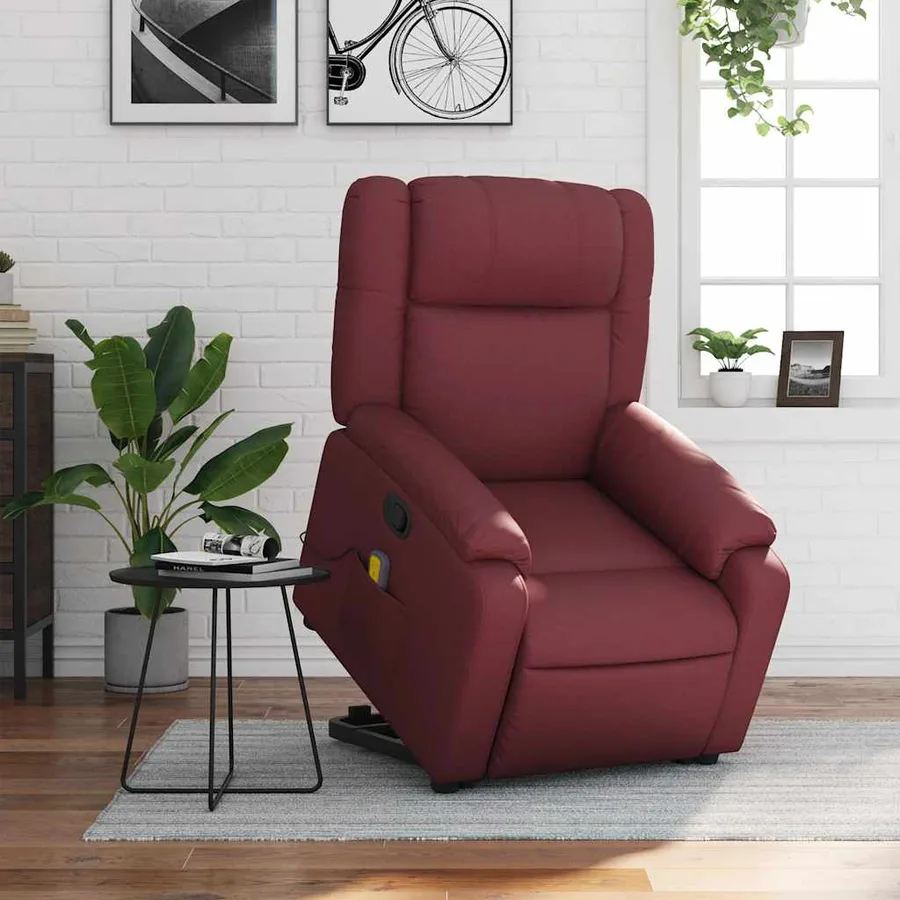 Fauteuil inclinable de massage Rouge bordeaux Similicuir - 15