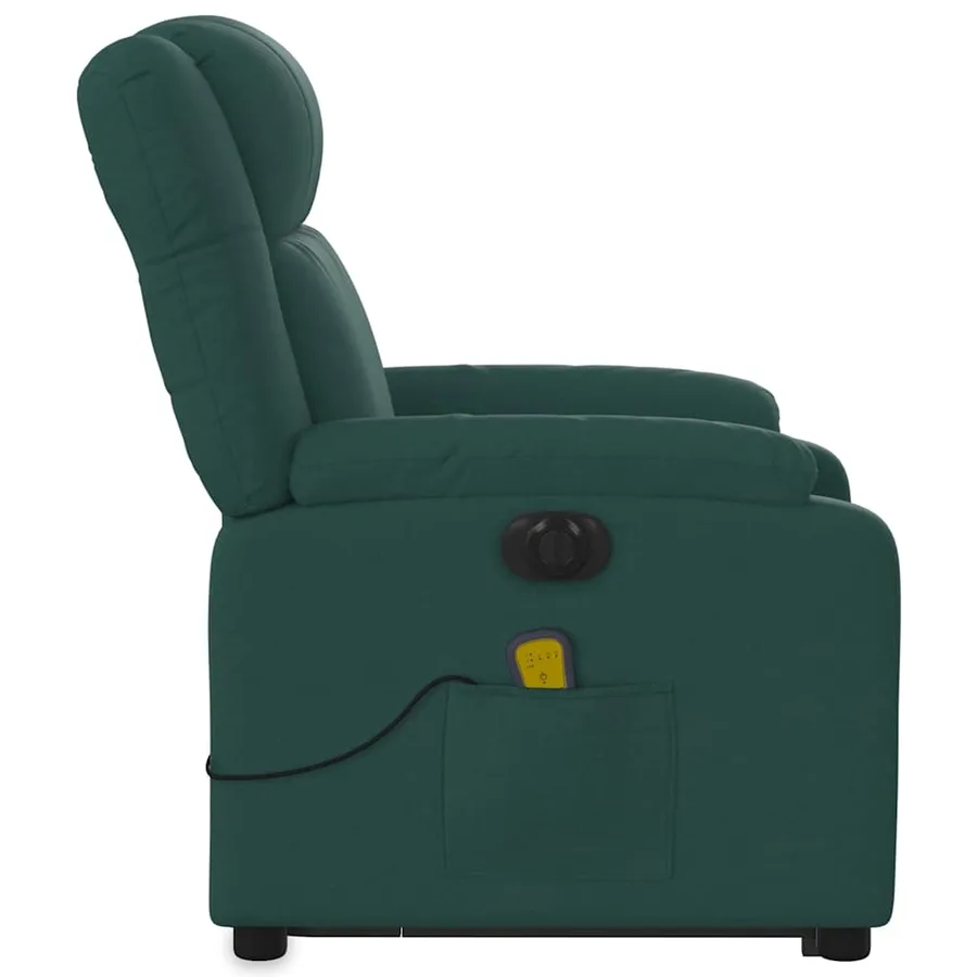 Fauteuil inclinable de massage électrique Vert foncé Tissu - 10