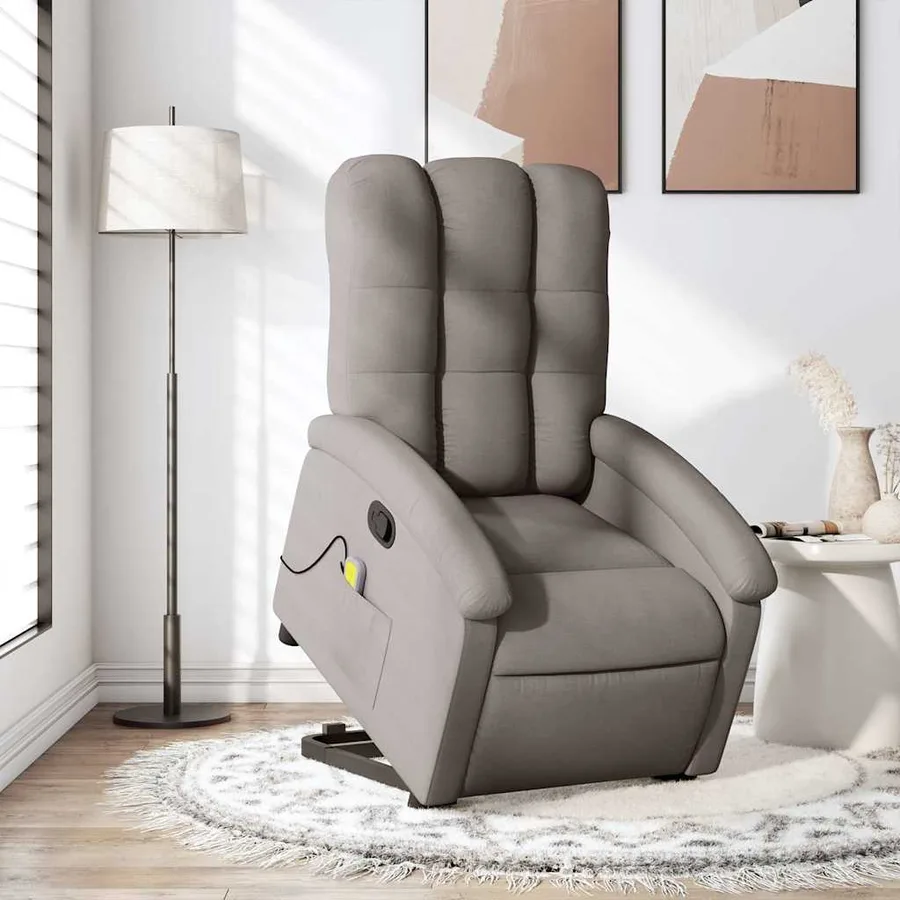 Fauteuil inclinable de massage Taupe Tissu - 15
