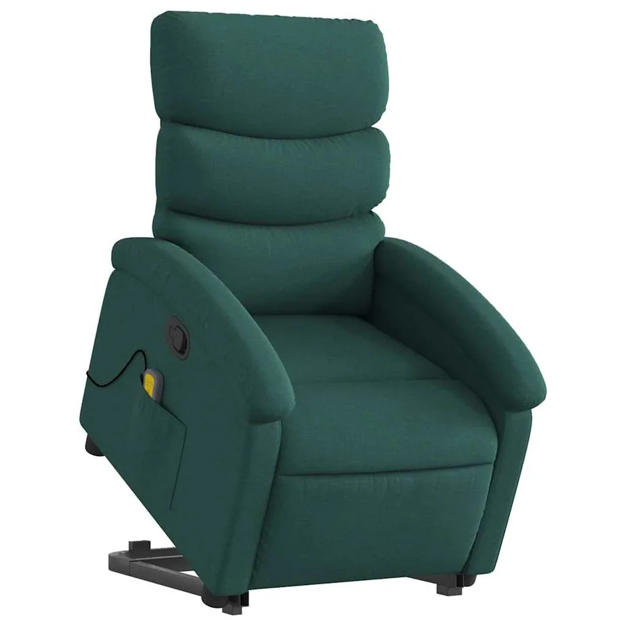 Fauteuil inclinable de massage Vert foncé Tissu - 3