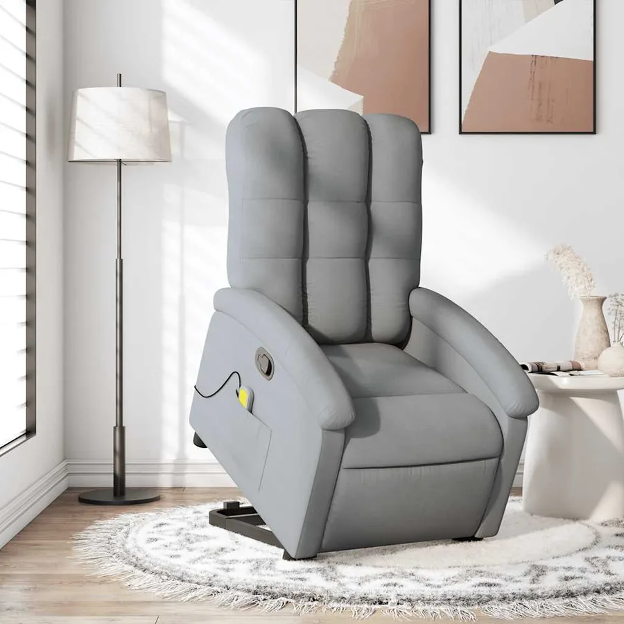 Fauteuil de massage inclinable Gris clair Tissu - 16