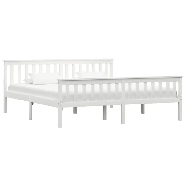 Cadre de lit sans matelas blanc bois massif de pin 180x200 cm
