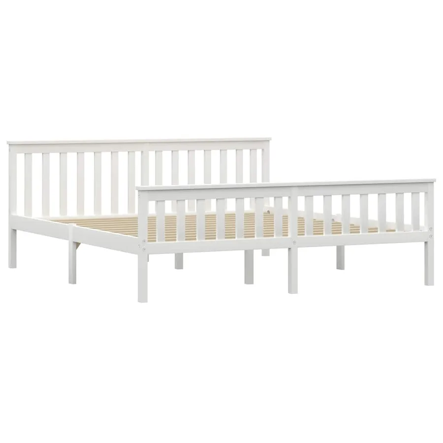 Cadre de lit sans matelas blanc bois massif de pin 180x200 cm - 2