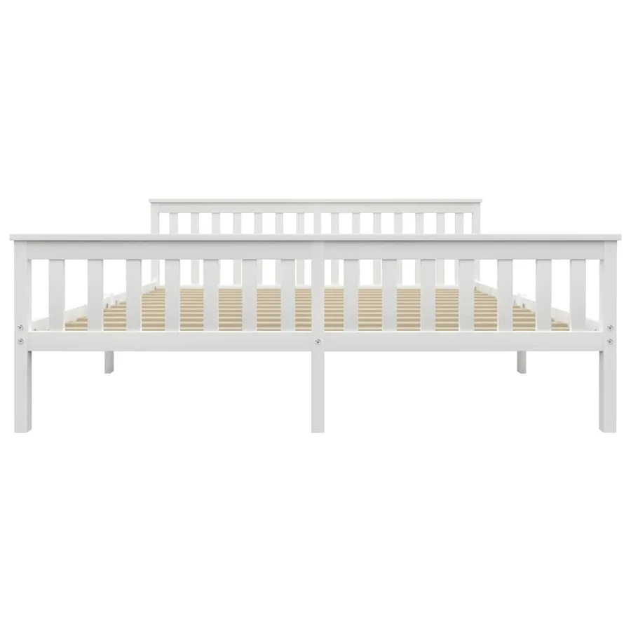 Cadre de lit sans matelas blanc bois massif de pin 180x200 cm - 3