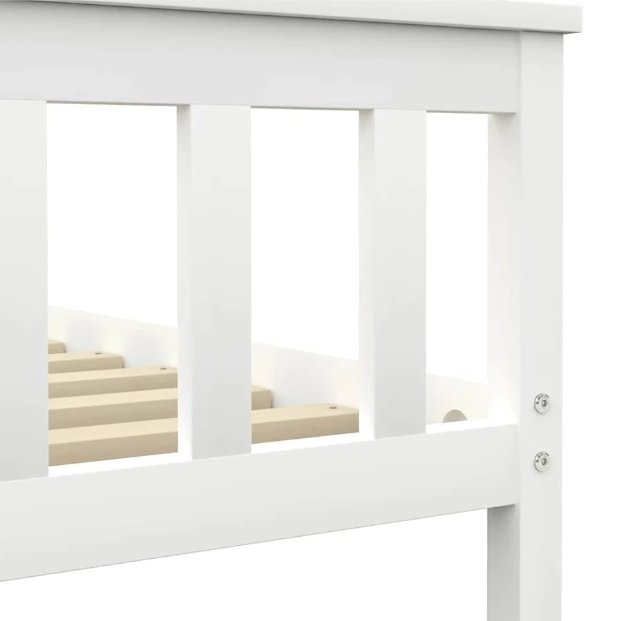 Cadre de lit sans matelas blanc bois massif de pin 180x200 cm - 5