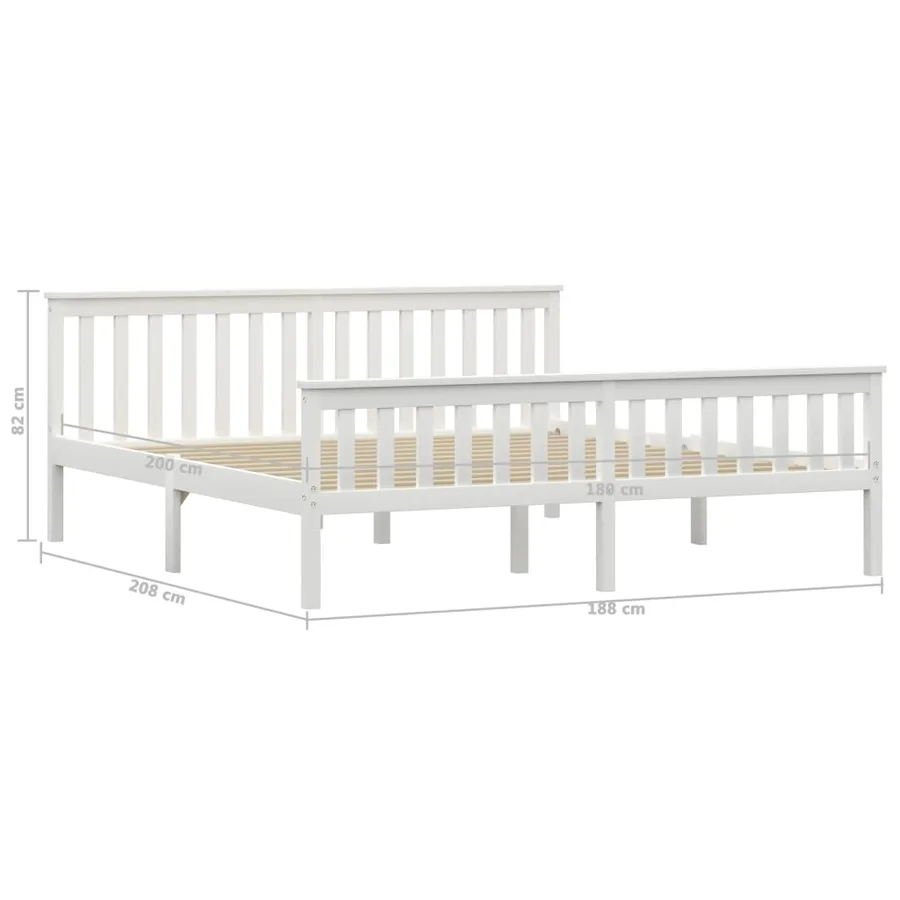 Cadre de lit sans matelas blanc bois massif de pin 180x200 cm - 6