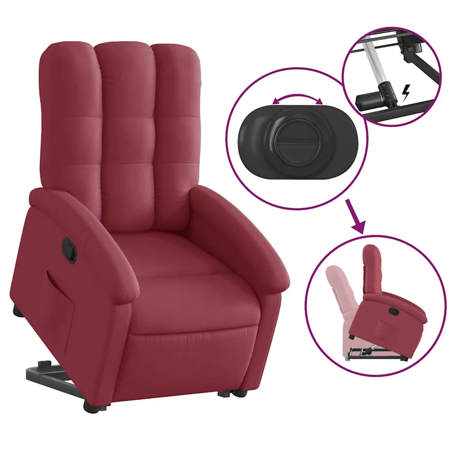 Fauteuil inclinable rouge bordeaux tissu - 6