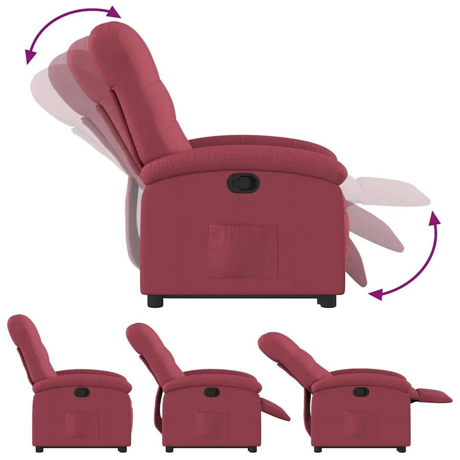 Fauteuil inclinable rouge bordeaux tissu - 7