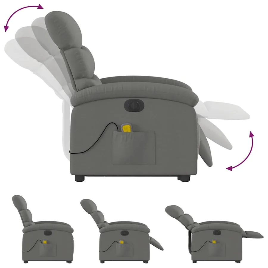 Fauteuil inclinable de massage électrique Gris foncé Tissu - 7