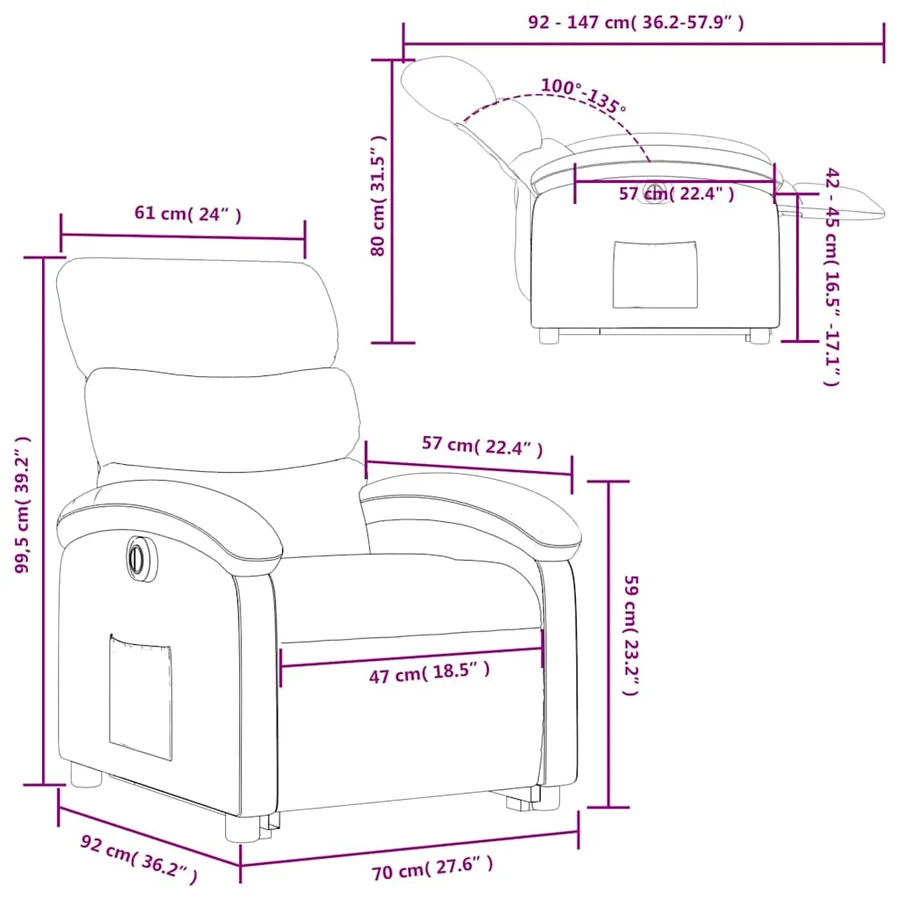 Fauteuil inclinable électrique gris similicuir - 17