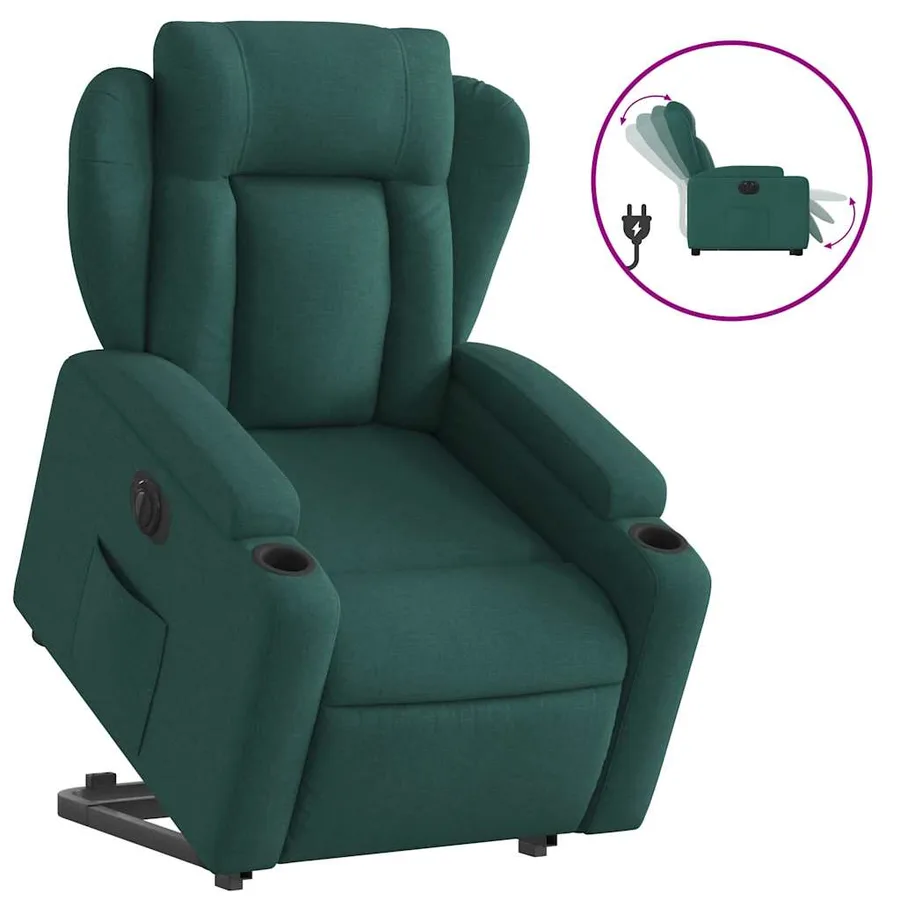 Fauteuil inclinable électrique vert foncé tissu - 2
