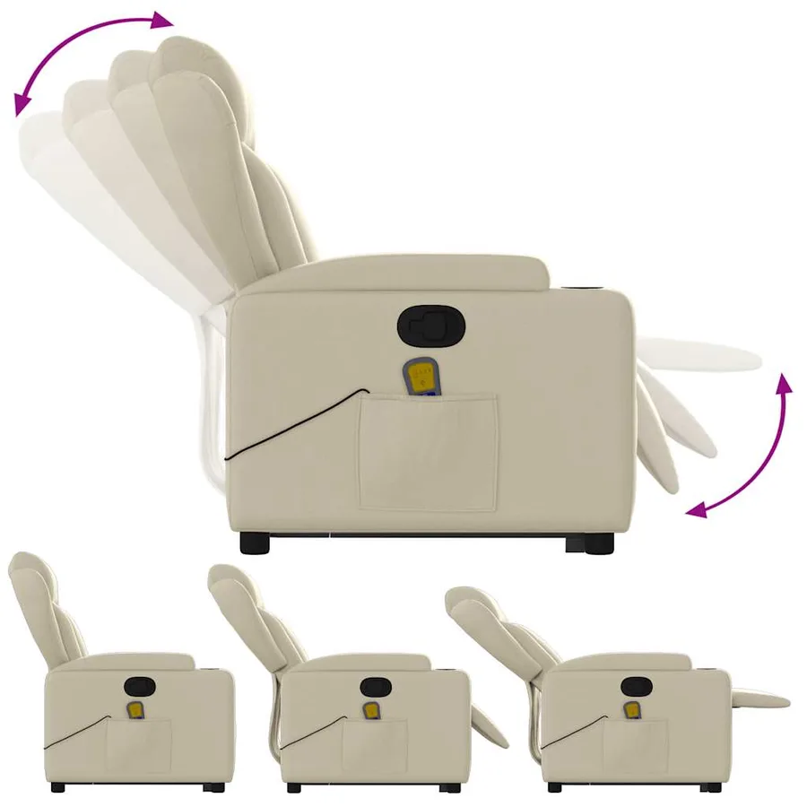 Fauteuil inclinable de massage Crème Similicuir - 7