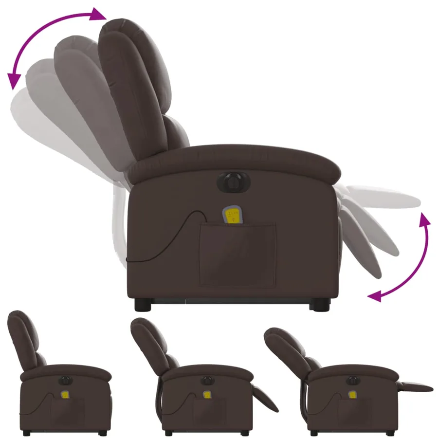 Fauteuil inclinable de massage électrique marron similicuir - 7