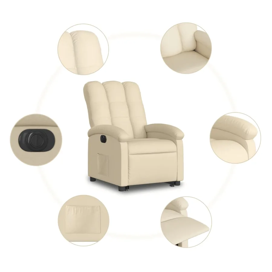 Fauteuil inclinable électrique crème tissu - 8
