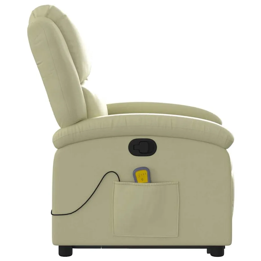 Fauteuil inclinable de massage crème cuir véritable - 10