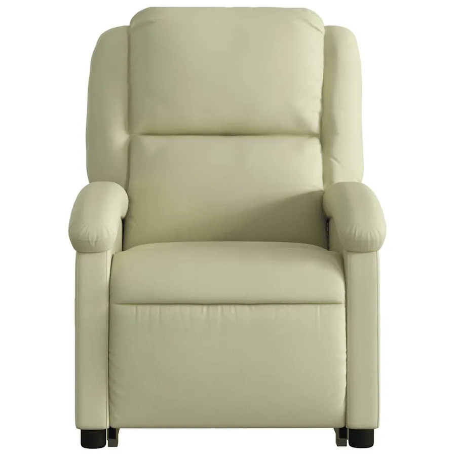 Fauteuil inclinable de massage crème cuir véritable - 9
