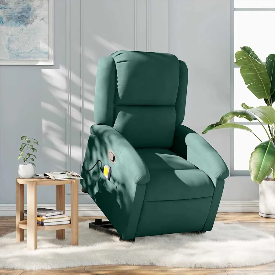 Fauteuil de massage inclinable Vert foncé Velours - 15