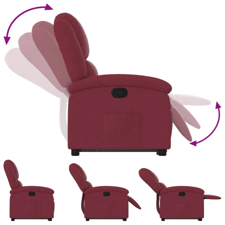 Fauteuil inclinable rouge bordeaux tissu - 7