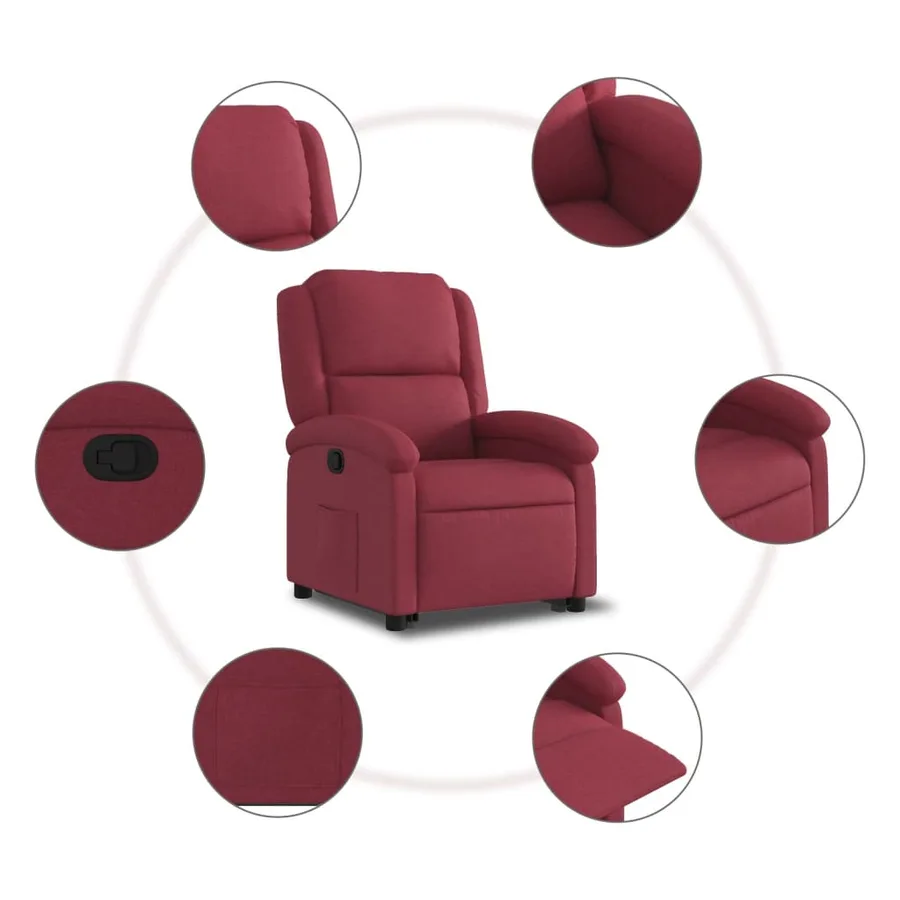 Fauteuil inclinable rouge bordeaux tissu - 8
