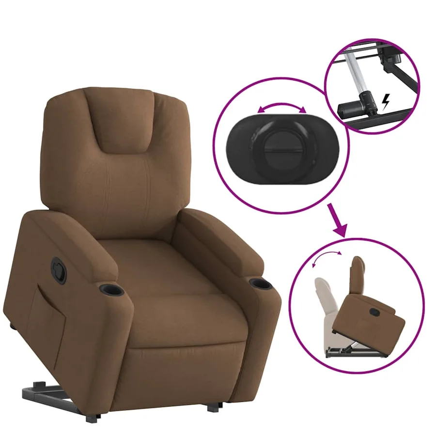 Fauteuil inclinable Marron Tissu - 6