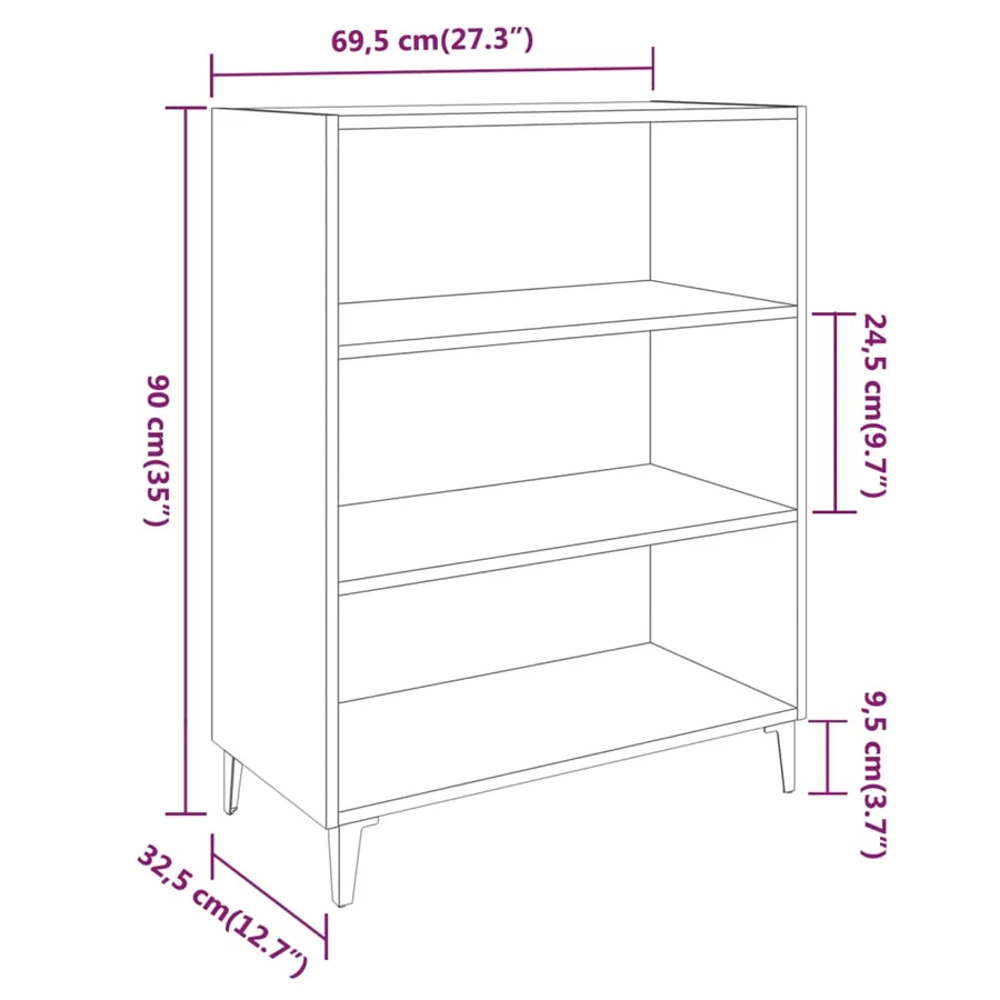 Buffet Gris béton 69,5x32,5x90 cm Bois d'ingénierie - 7