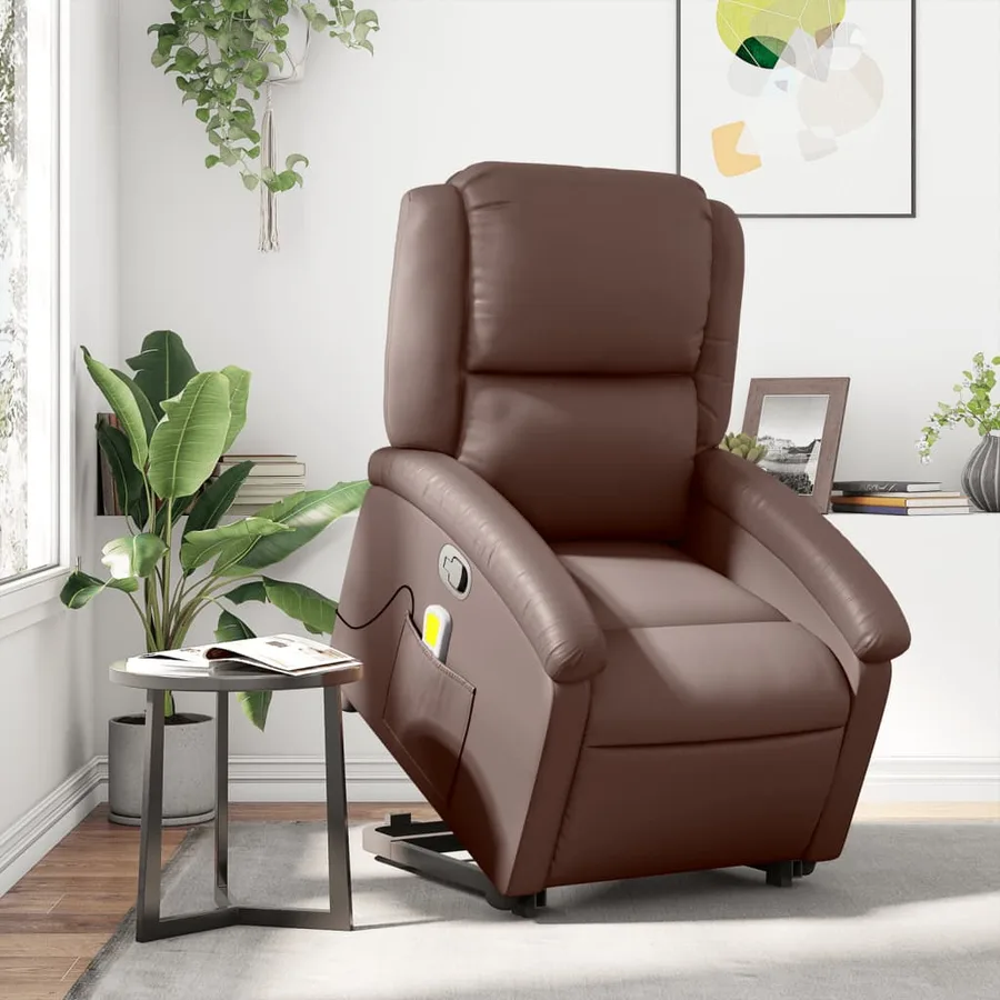 Fauteuil inclinable de massage Marron Similicuir - 16