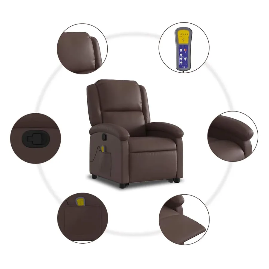 Fauteuil inclinable de massage Marron Similicuir - 8