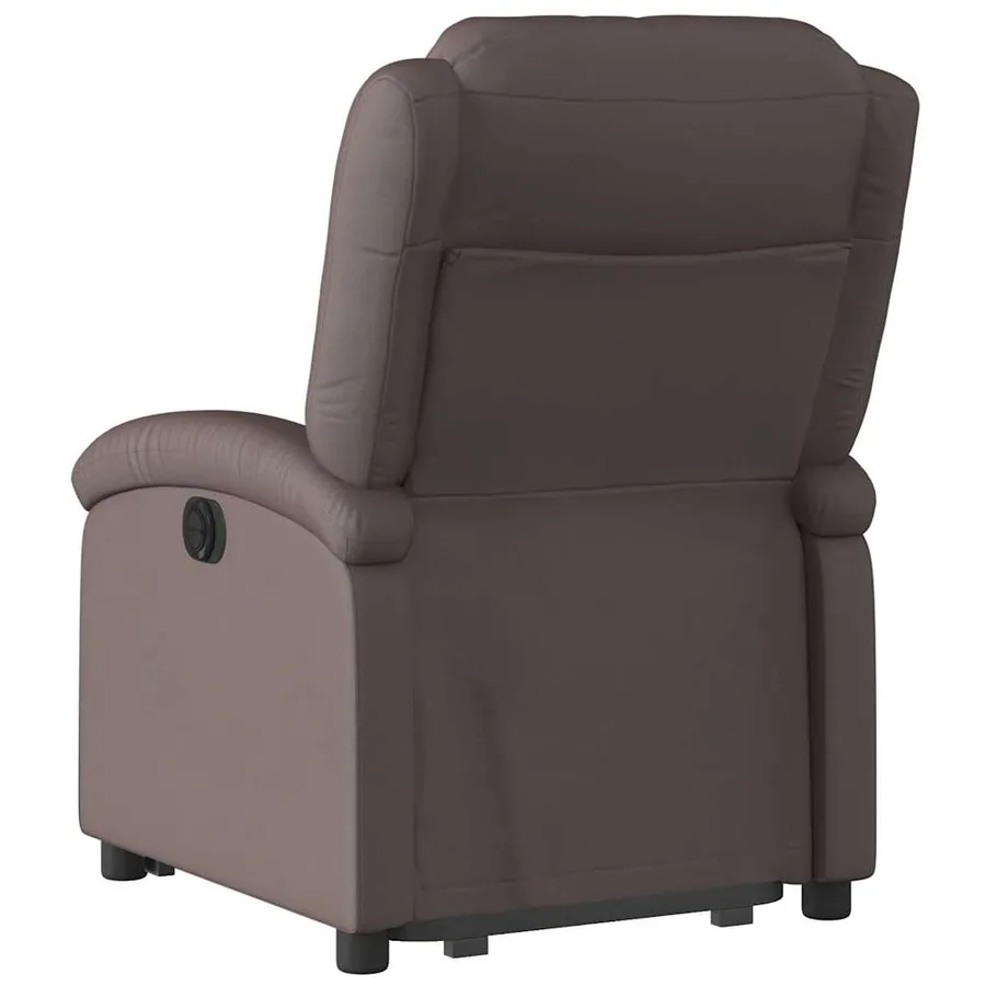 Fauteuil inclinable marron foncé cuir véritable - 5