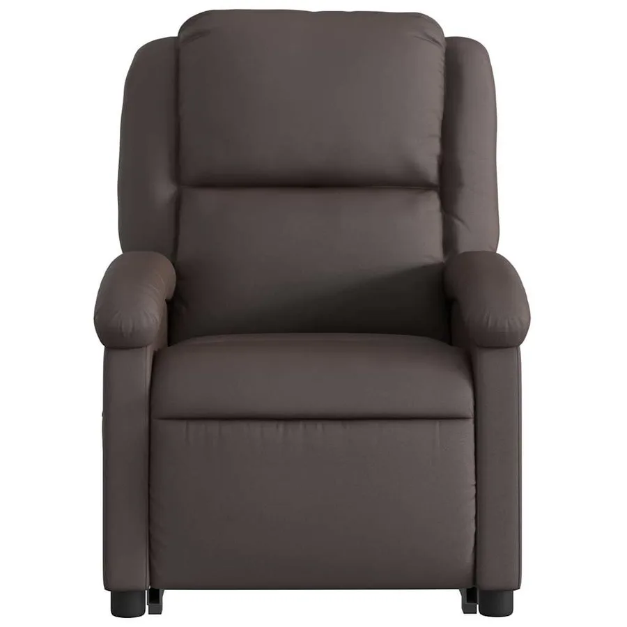 Fauteuil inclinable marron foncé cuir véritable - 9
