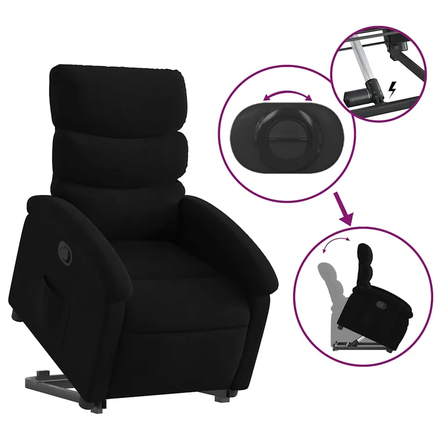Fauteuil inclinable noir tissu - 6