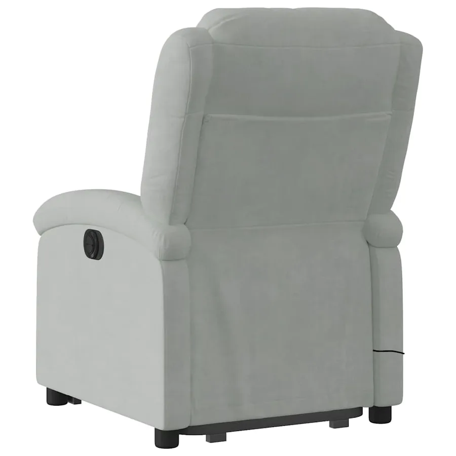 Fauteuil de massage inclinable Gris clair Velours - 5