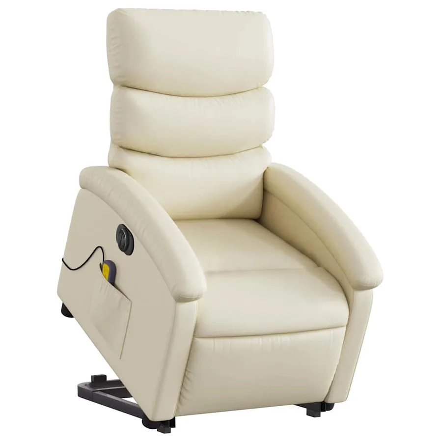 Fauteuil inclinable de massage électrique crème similicuir - 3