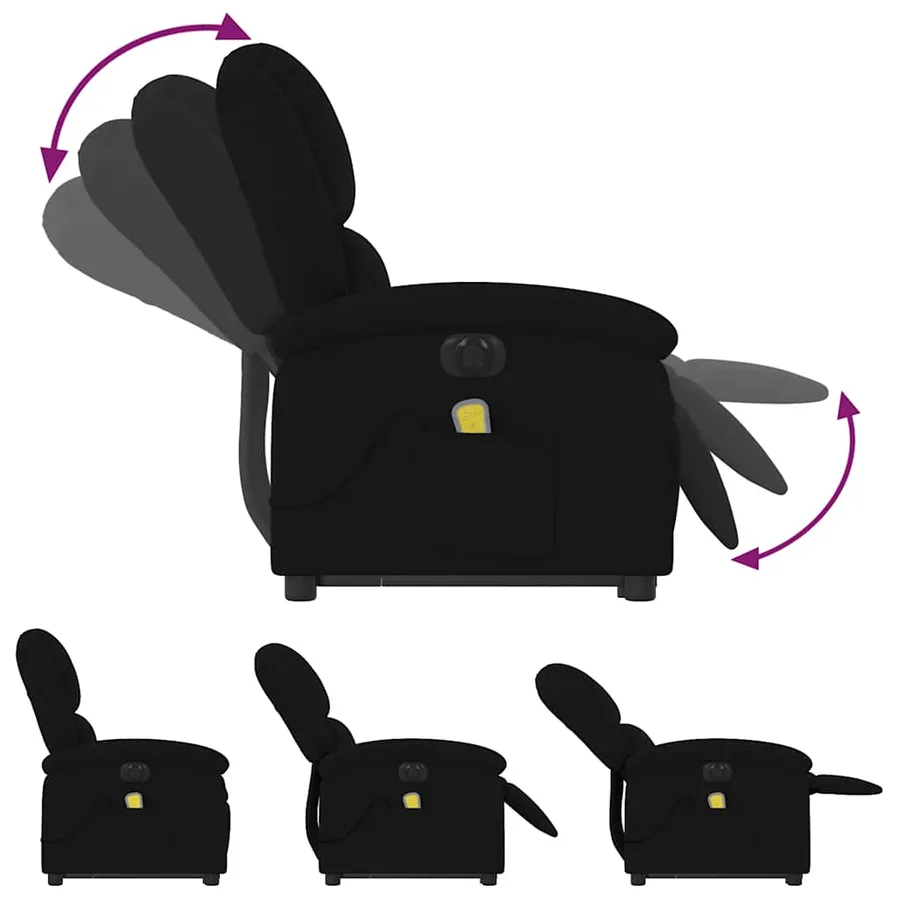 Fauteuil inclinable de massage électrique noir velours - 7