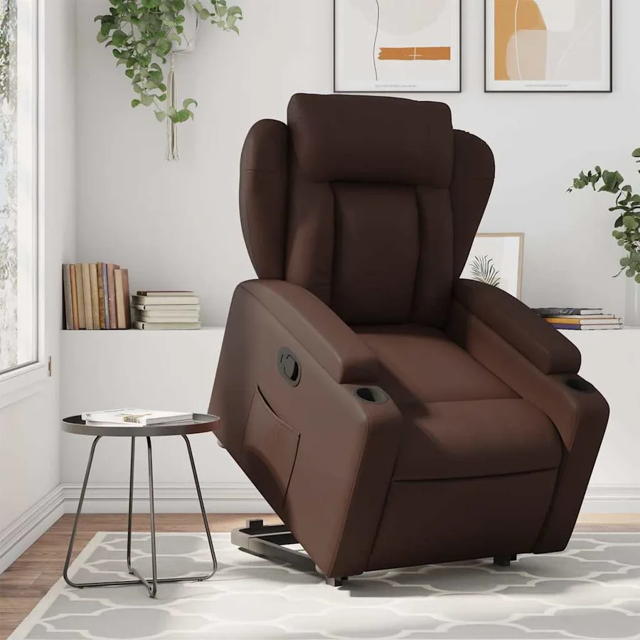 Fauteuil inclinable marron similicuir - 16
