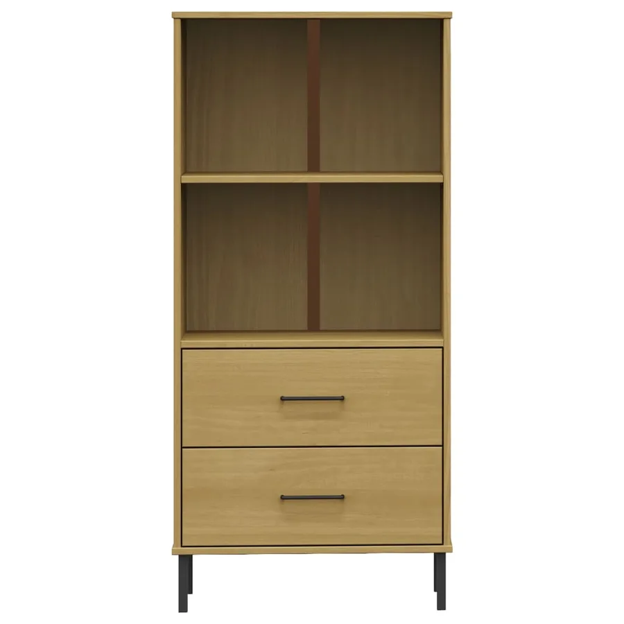 Bibliothèque à 2 tiroirs Marron 60x35x128,5 cm Bois massif OSLO - 4