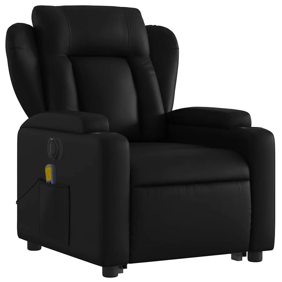 Fauteuil inclinable de massage électrique noir similicuir - 4