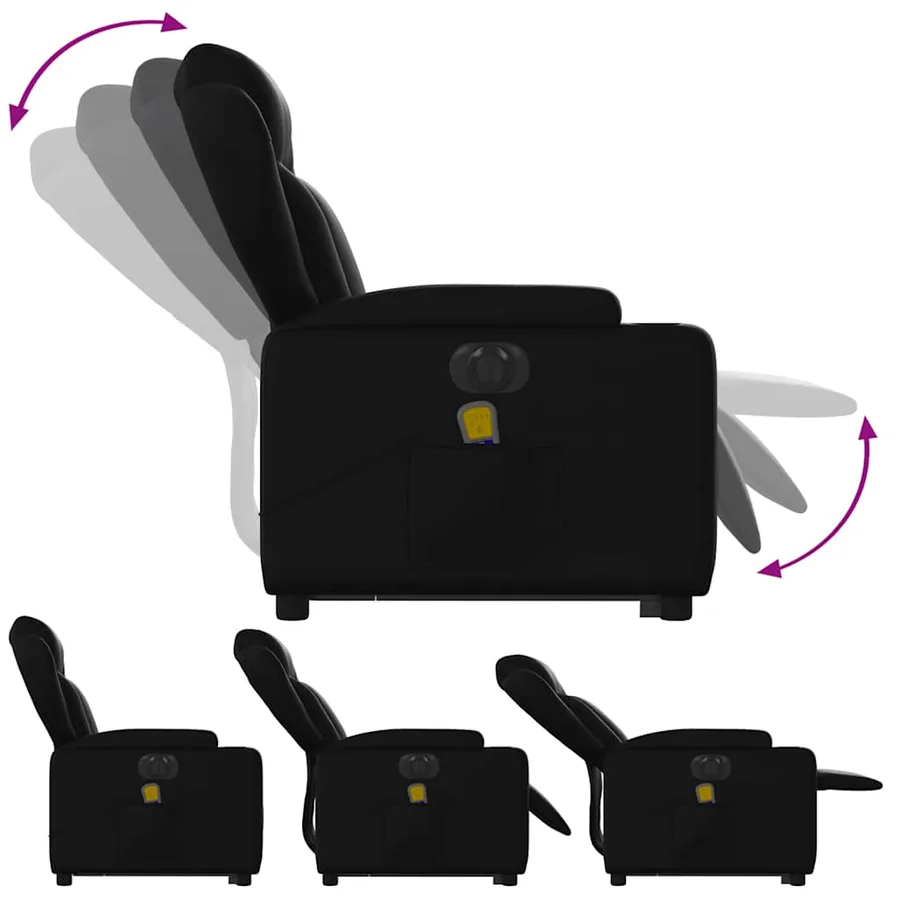 Fauteuil inclinable de massage électrique noir similicuir - 7