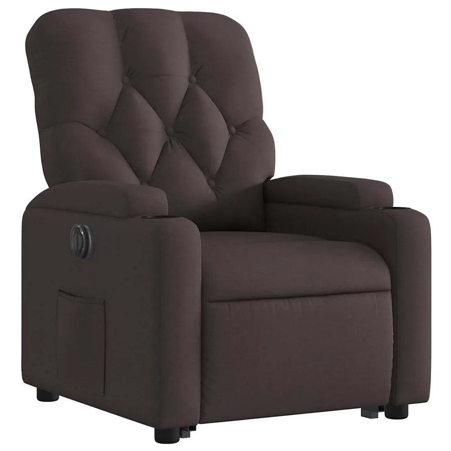 Fauteuil inclinable électrique marron foncé tissu - 4