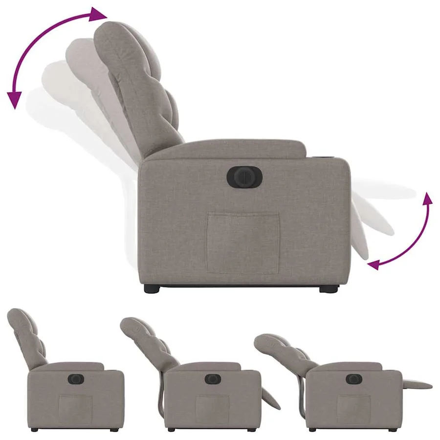 Fauteuil inclinable électrique taupe tissu - 7