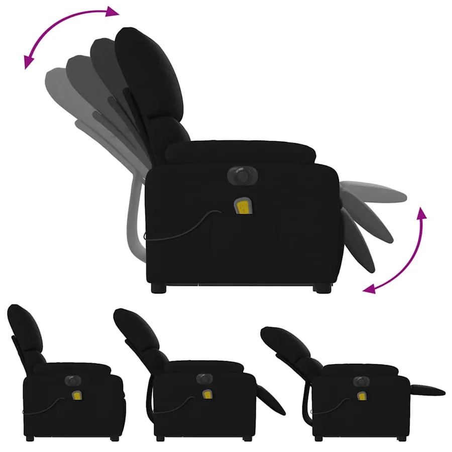 Fauteuil inclinable de massage électrique Noir Tissu - 7